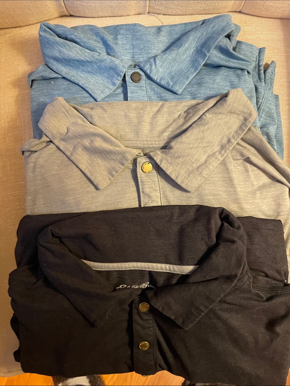 Eddie Bauer Men's Polo Trio - Blue, Gray, Black